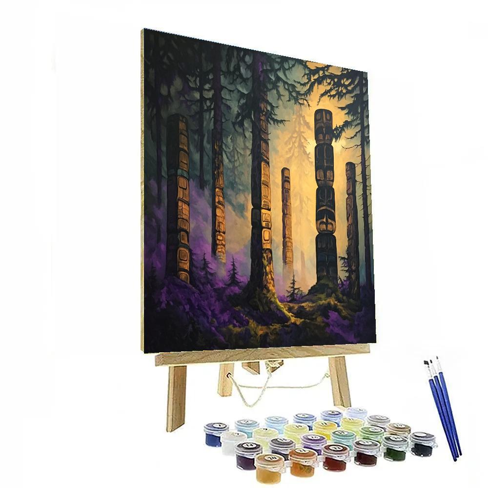 Emily Carr Inspired Totem Echoes In Misty Hollow paint by numbers