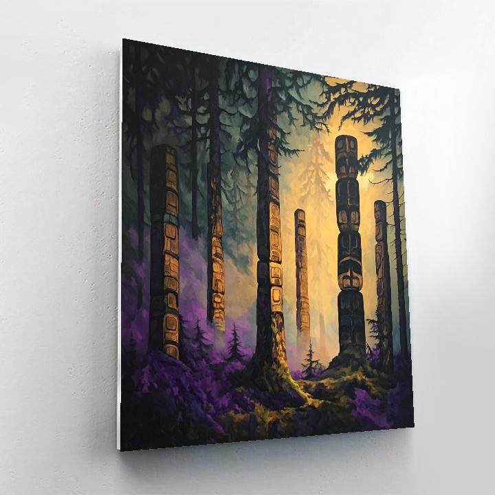 Emily Carr Inspired Totem Echoes In Misty Hollow paint by numbers