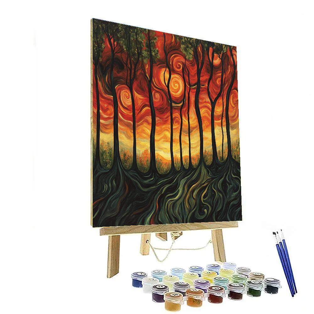 Edvard Munch Inspired Emotional Forest Landscape Numbered painting kits