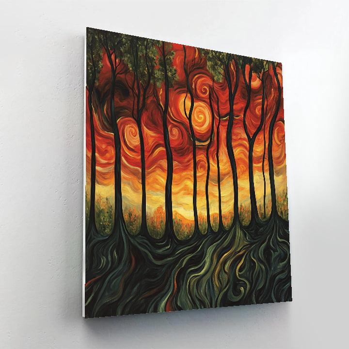 Edvard Munch Inspired Emotional Forest Landscape Numbered painting kits