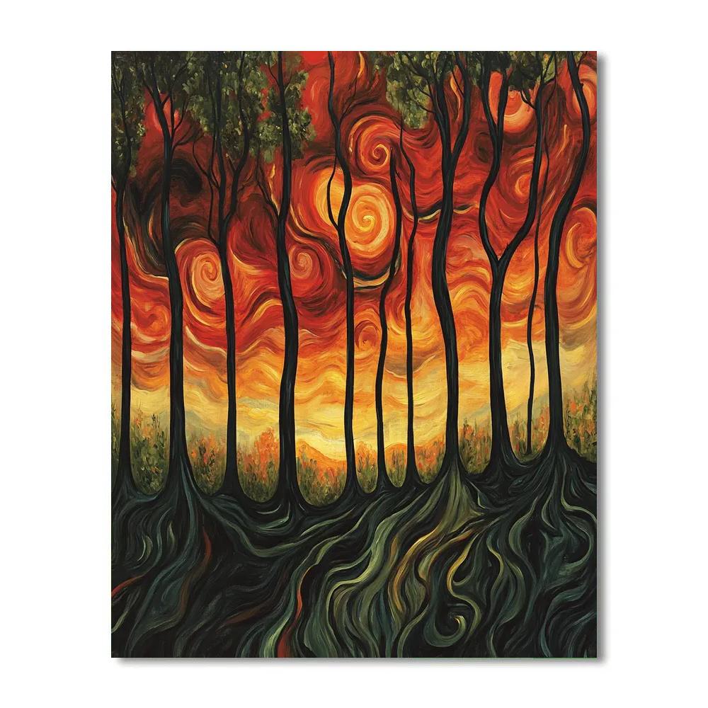 Edvard Munch Inspired Emotional Forest Landscape Numbered painting kits