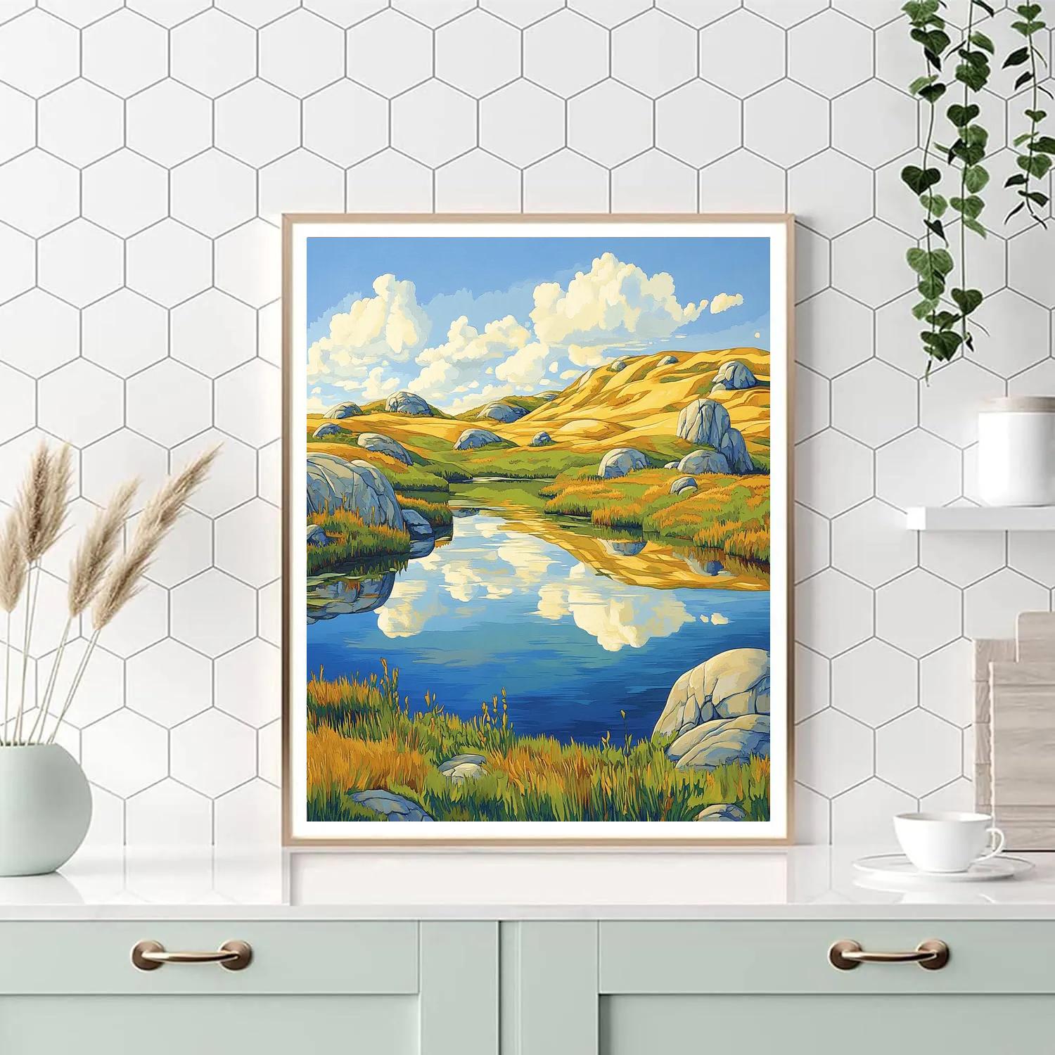 Franklin Carmichael Inspired Crystal Lake And Golden Hills painting number kit