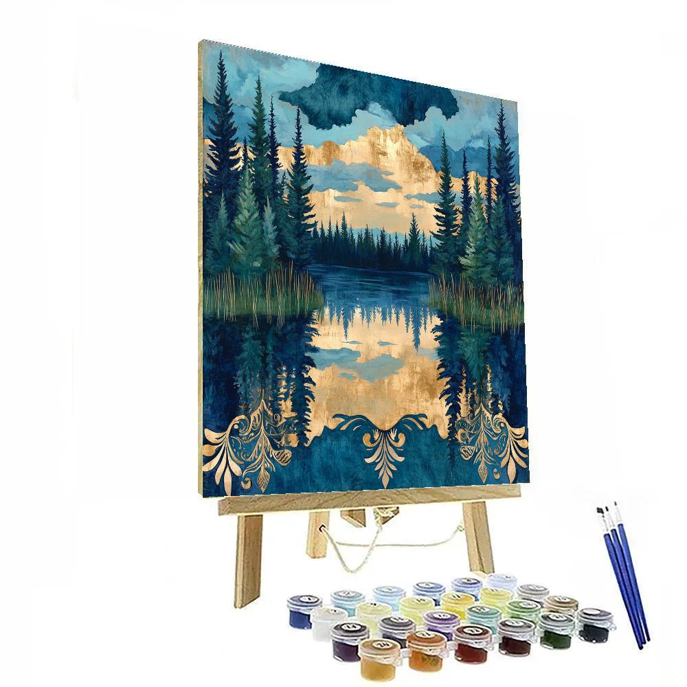 J. E. H. MacDonald Inspired Pine Shore Shimmer paint by number