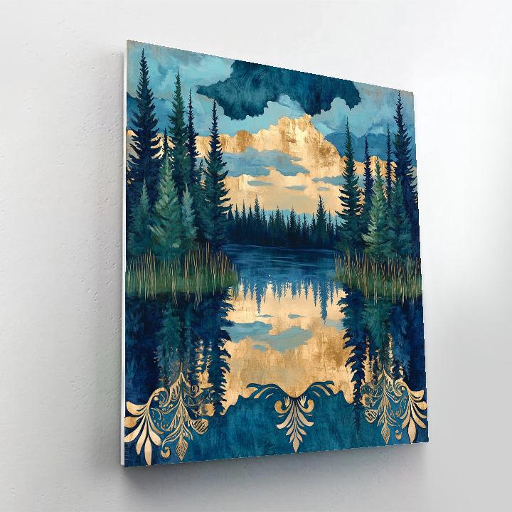 J. E. H. MacDonald Inspired Pine Shore Shimmer paint by number