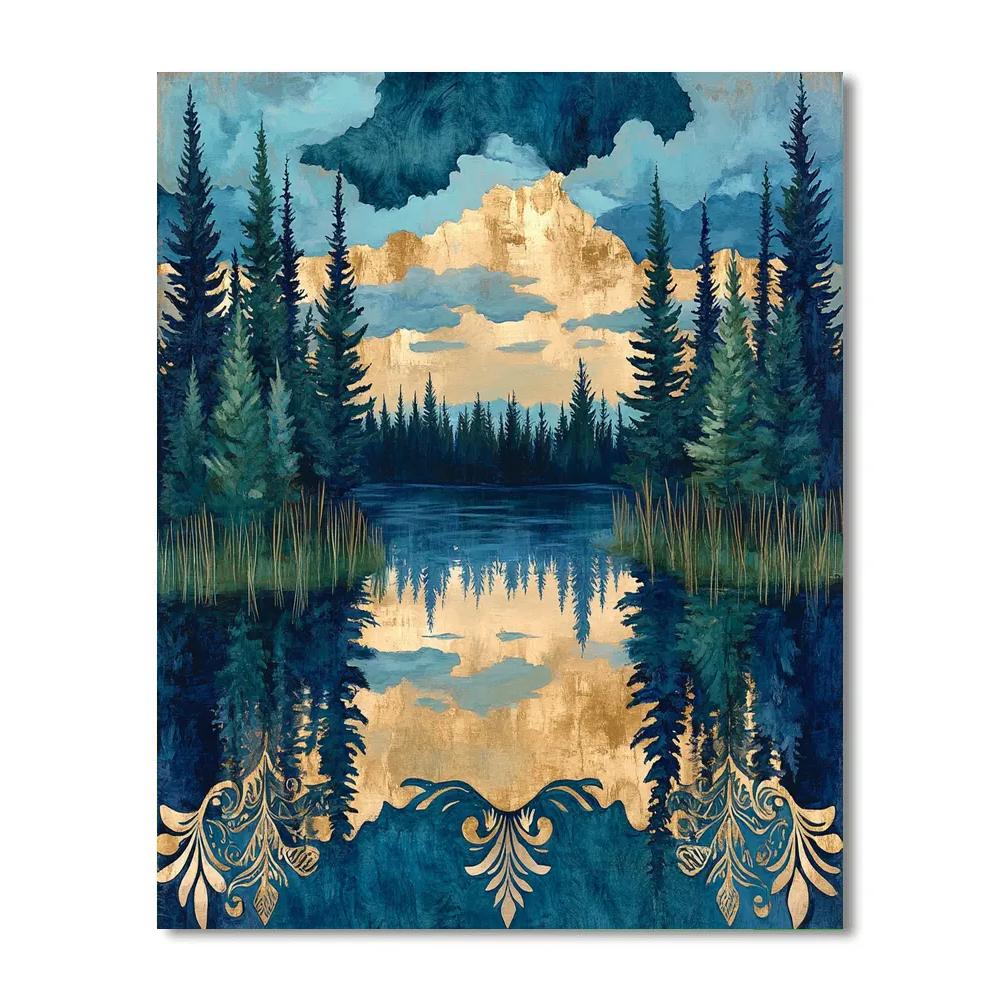 J. E. H. MacDonald Inspired Pine Shore Shimmer paint by number