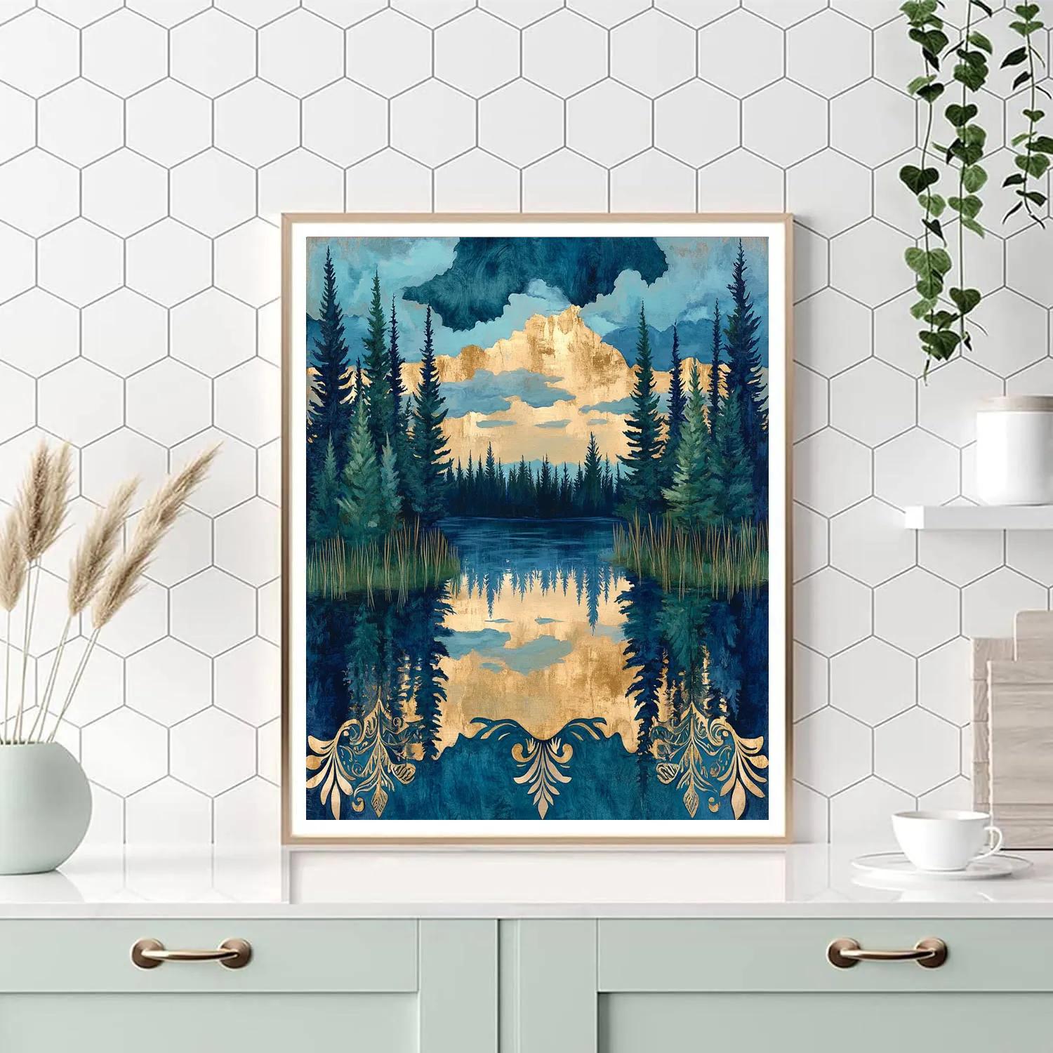 J. E. H. MacDonald Inspired Pine Shore Shimmer paint by number