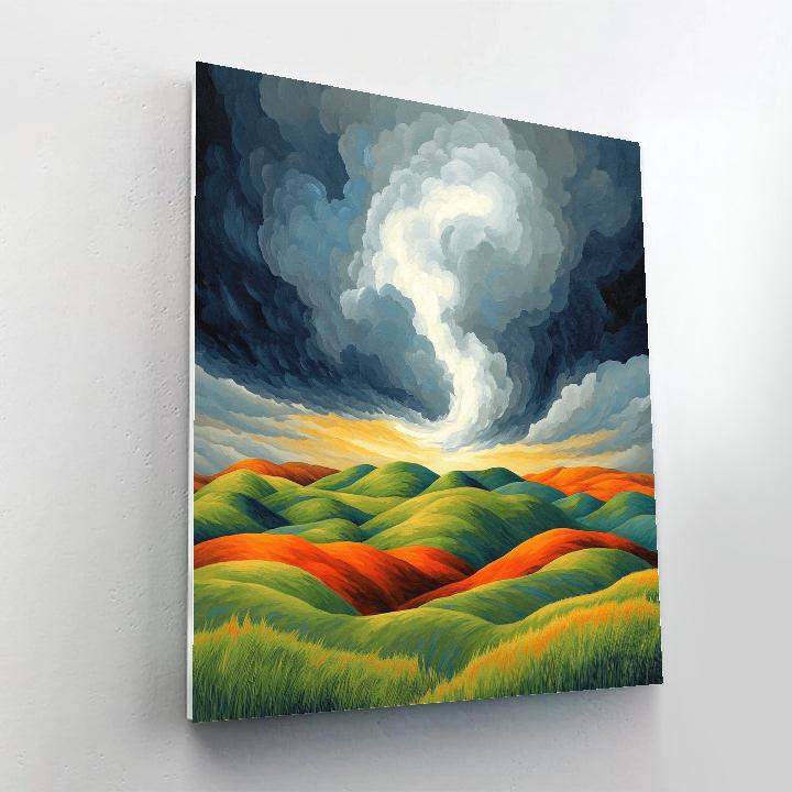 Frederick Varley Inspired Storm Symphony Across Rolling Emerald Hills paint by color
