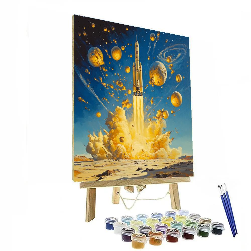 Salvador Dali Inspired Futuristic Rocket Launch Paint by numbers kits