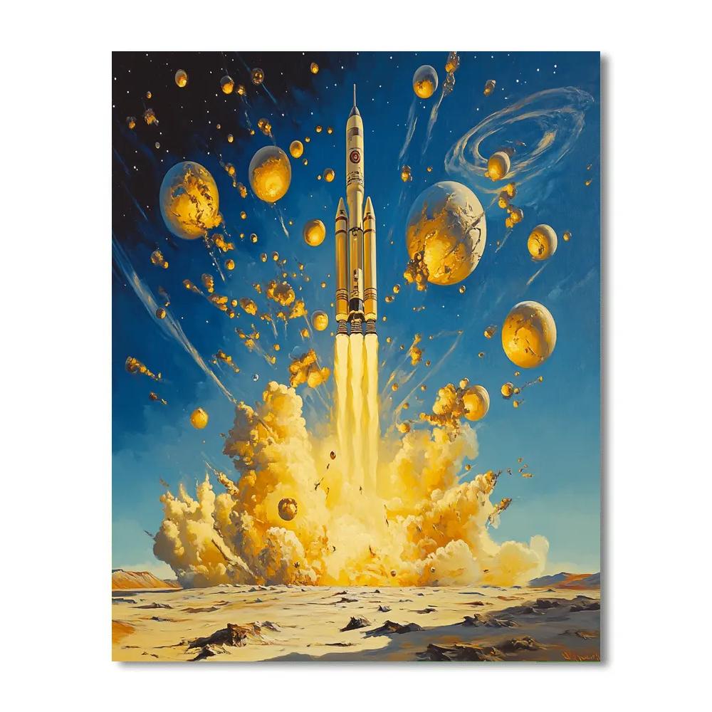 Salvador Dali Inspired Futuristic Rocket Launch Paint by numbers kits