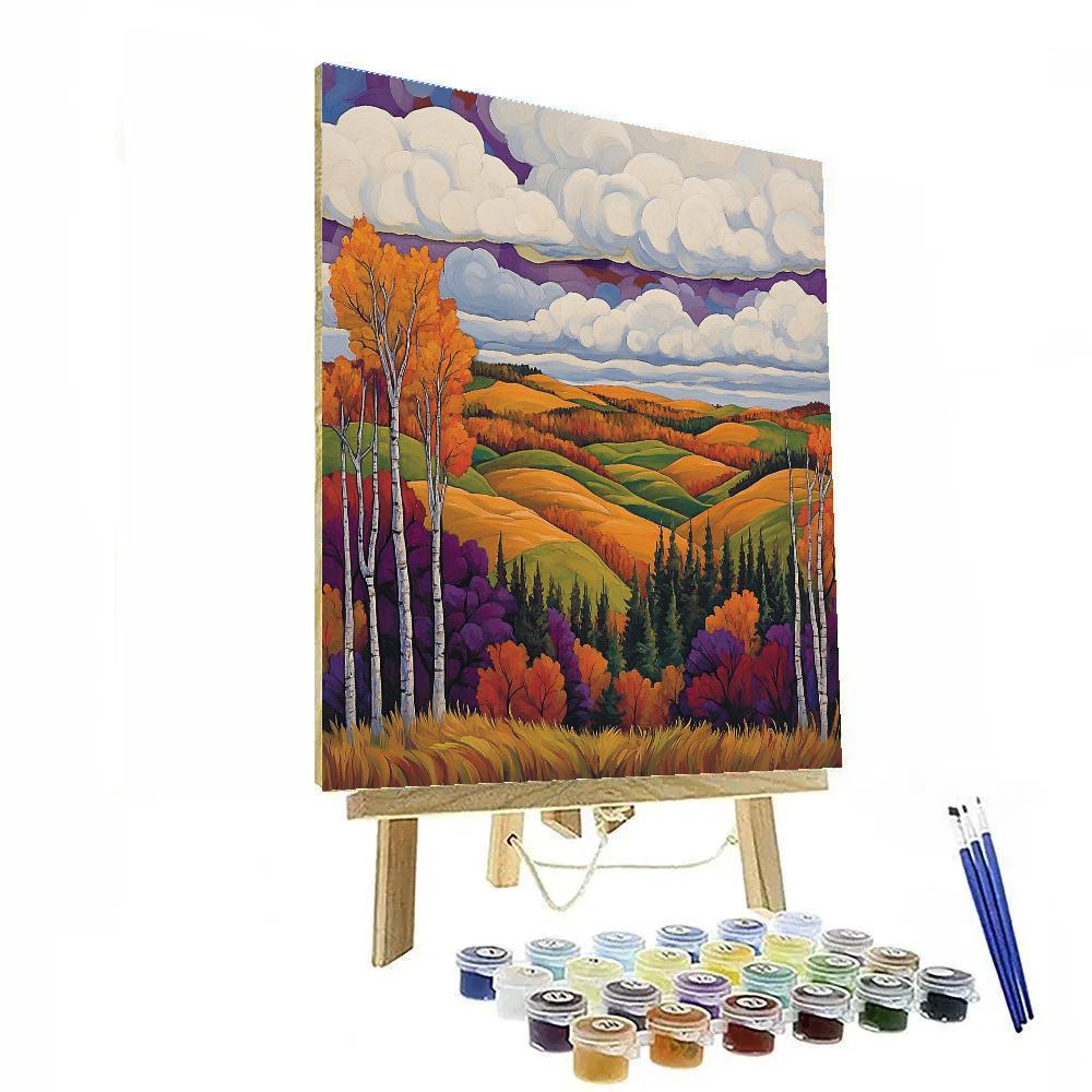 J E H MacDonald Inspired Vibrant Algoma Autumn Hillscape Painting by numbers kit
