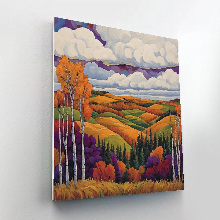 J E H MacDonald Inspired Vibrant Algoma Autumn Hillscape Painting by numbers kit
