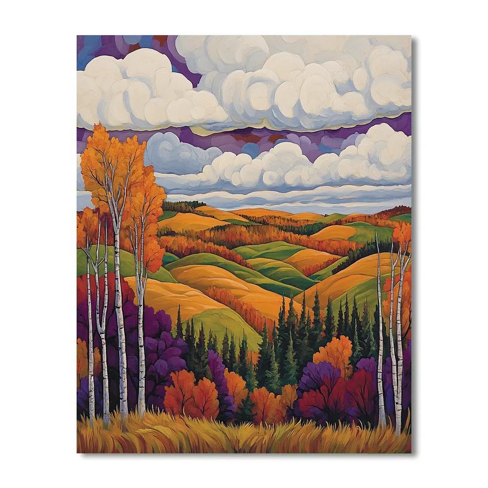 J E H MacDonald Inspired Vibrant Algoma Autumn Hillscape Painting by numbers kit
