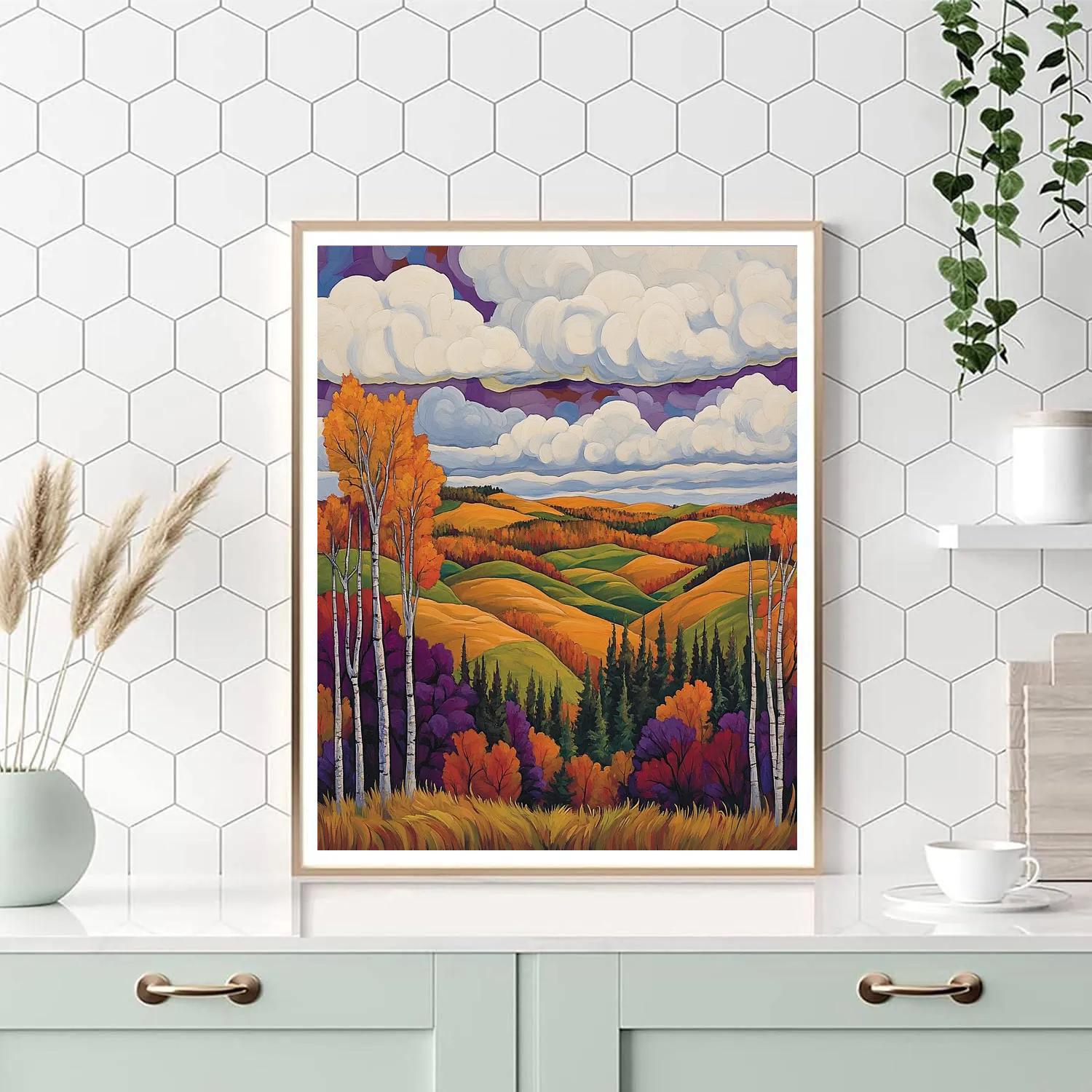 J E H MacDonald Inspired Vibrant Algoma Autumn Hillscape Painting by numbers kit