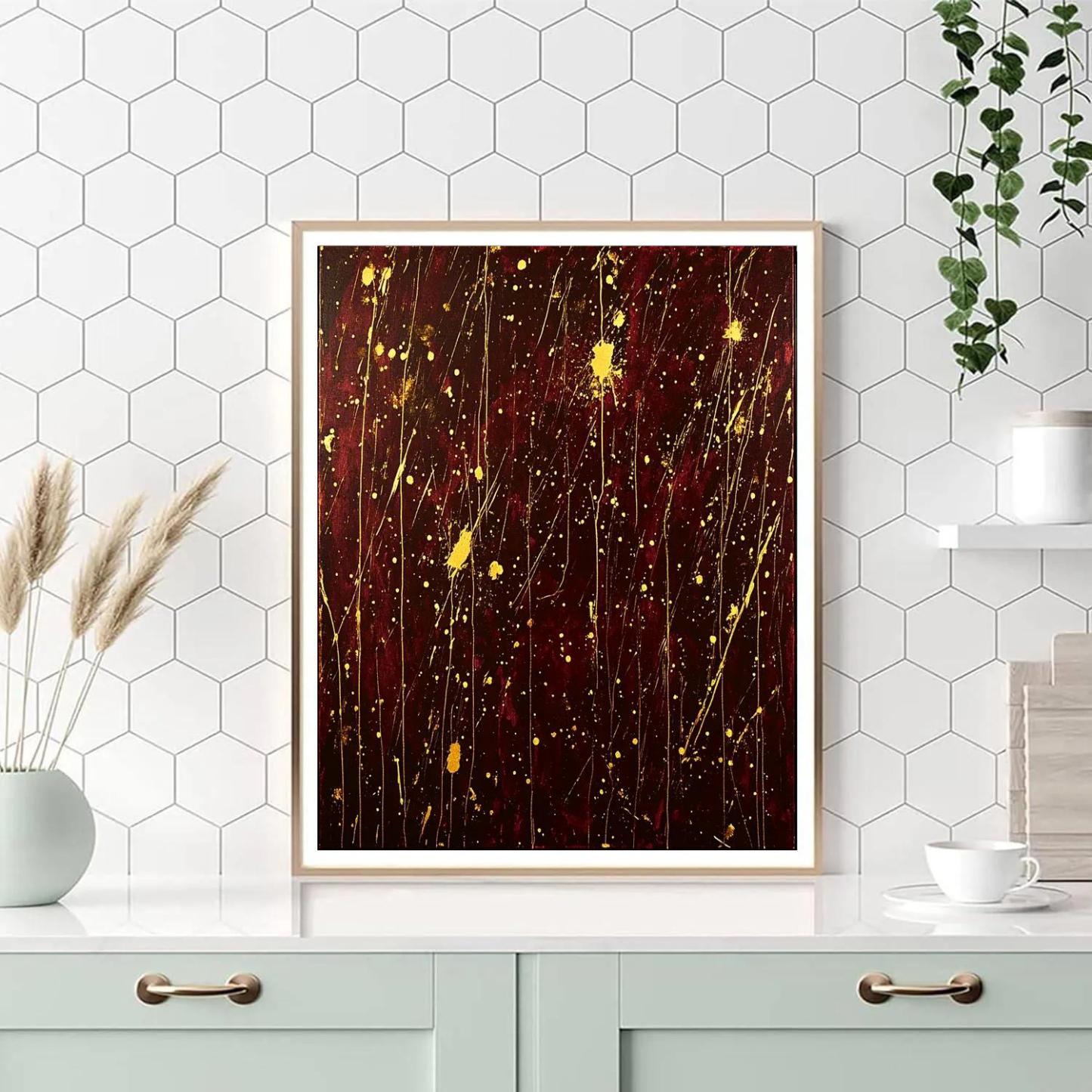 Jackson Pollock Inspired Golden Storm Of Entwined Energies Painting by numbers kit