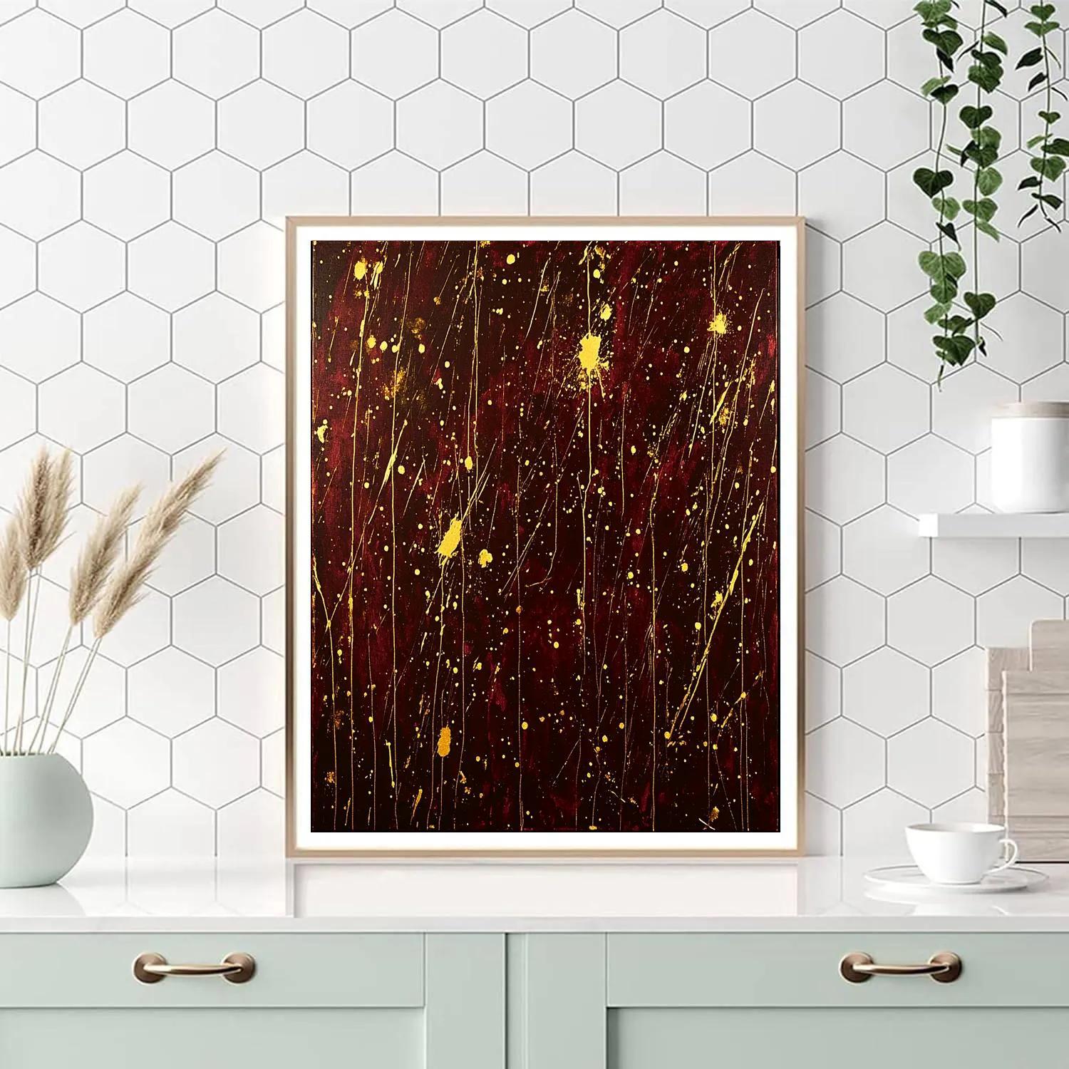 Jackson Pollock Inspired Golden Storm Of Entwined Energies Painting by numbers kit