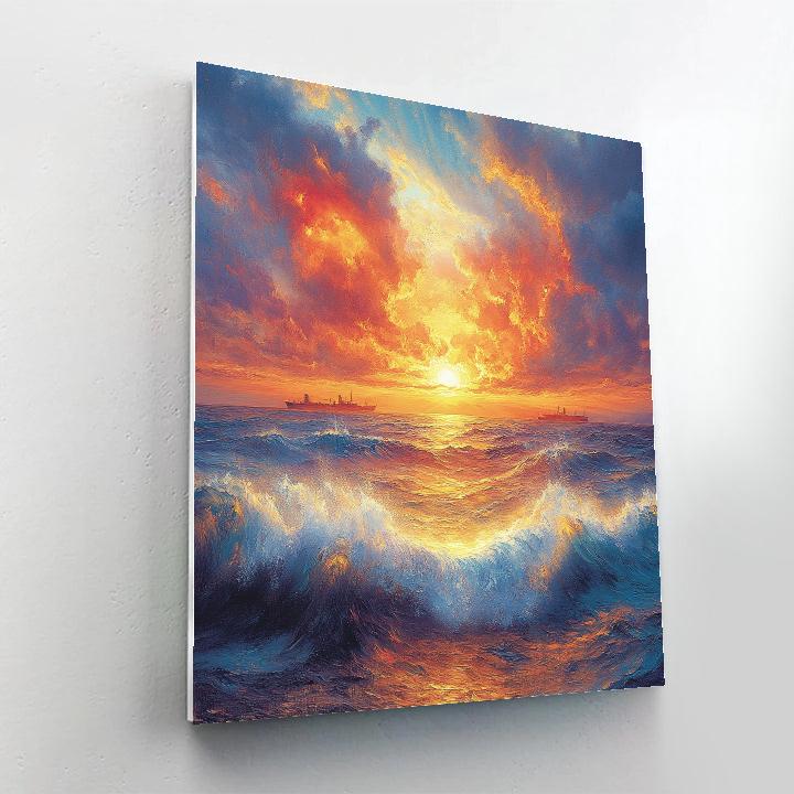 J.M.W. Turner Inspired Stormy Ocean Sunset painting number kit