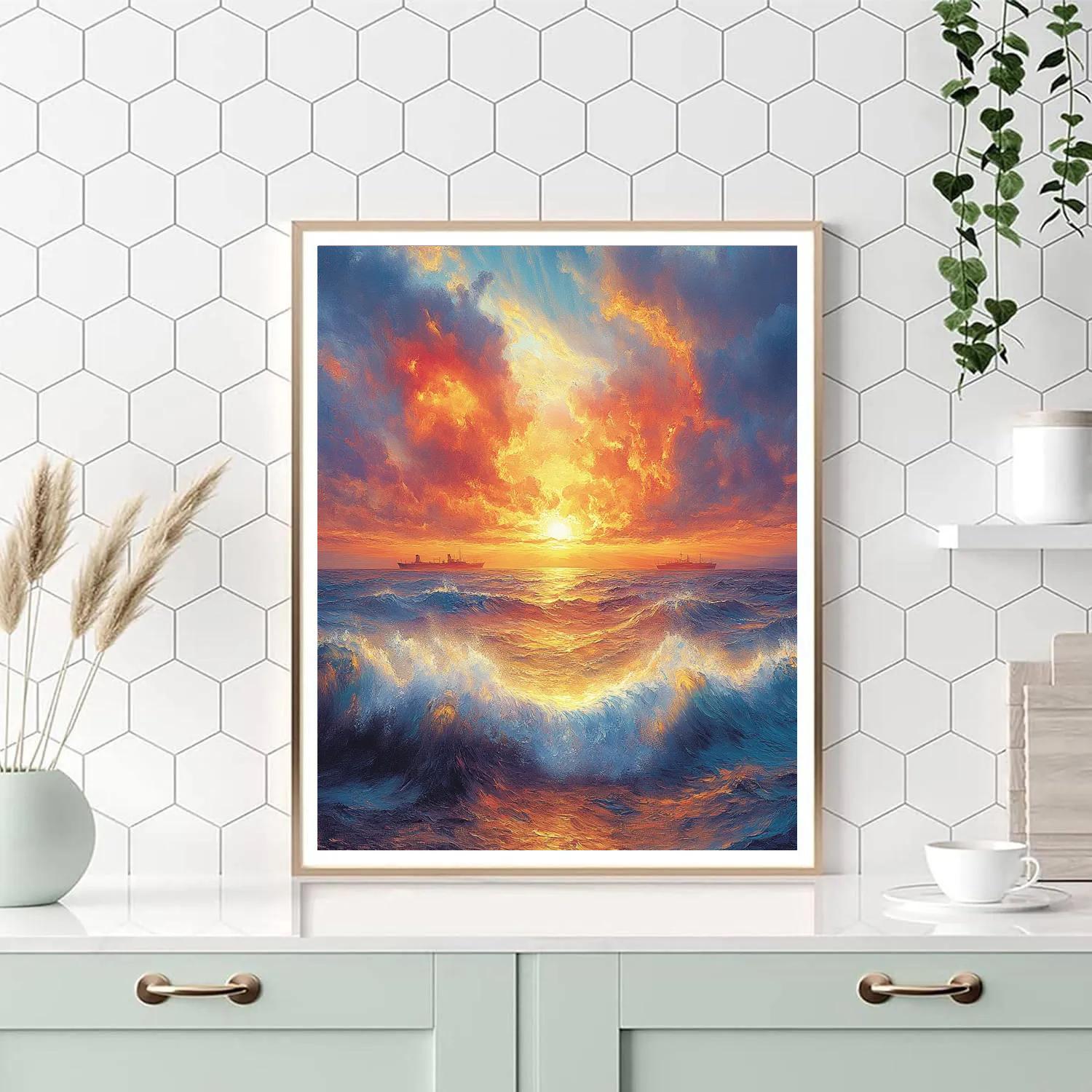 J.M.W. Turner Inspired Stormy Ocean Sunset painting number kit