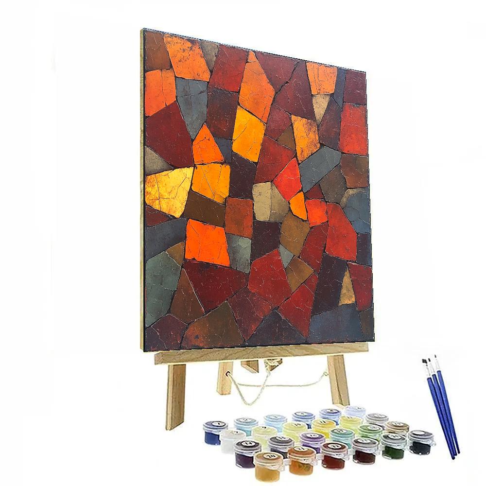 Jean-Paul Riopelle Inspired Volcanic Mosaic Dusk painting number kit