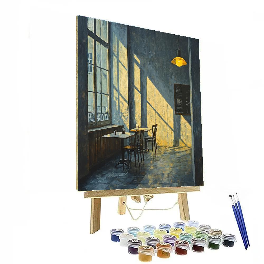 Edward Hopper Inspired Quiet Cafe Interior paint by numbers