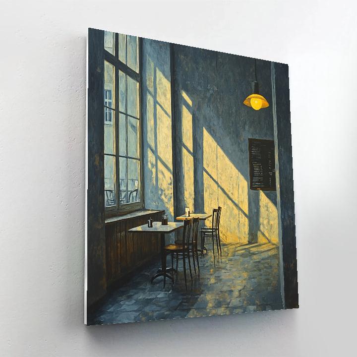 Edward Hopper Inspired Quiet Cafe Interior paint by numbers