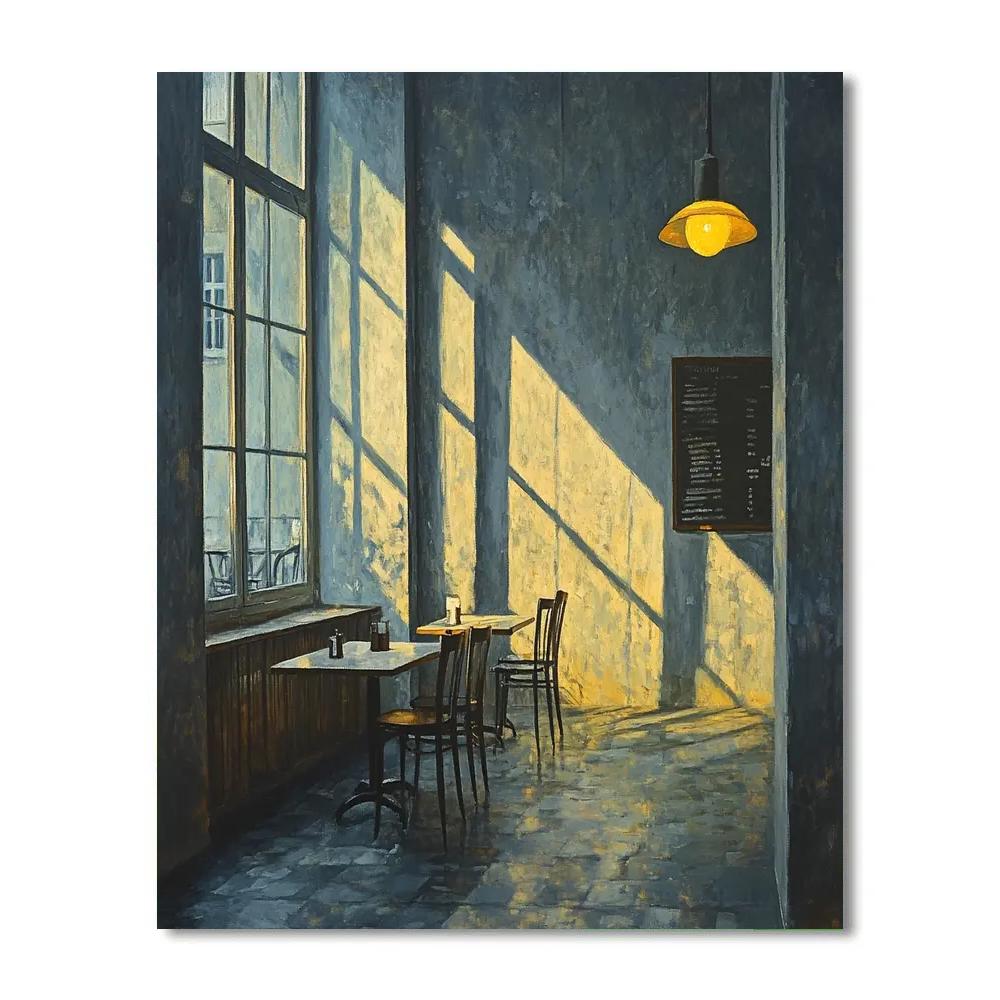 Edward Hopper Inspired Quiet Cafe Interior paint by numbers