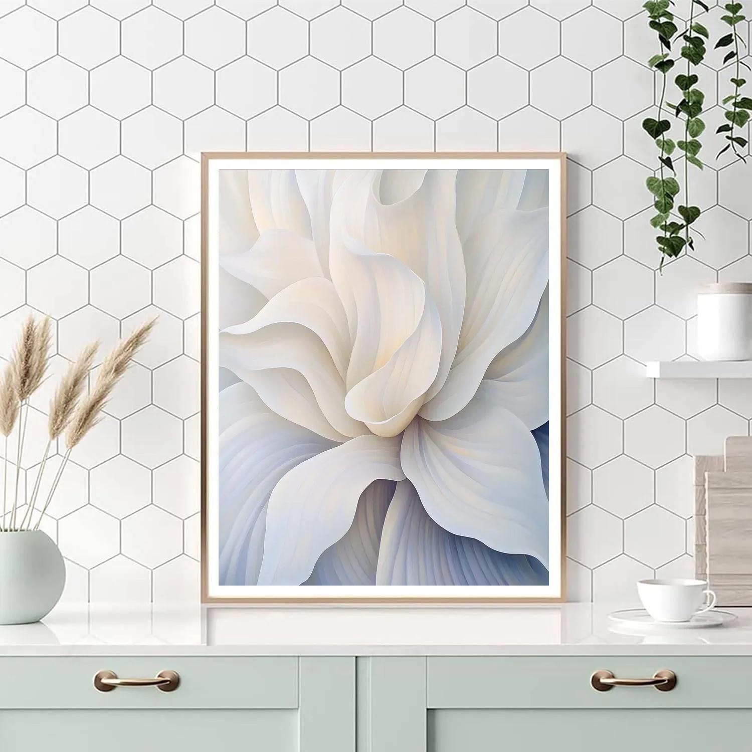 Georgia O’Keeffe Inspired Enfolding White Lily Petal Abstraction paint by number