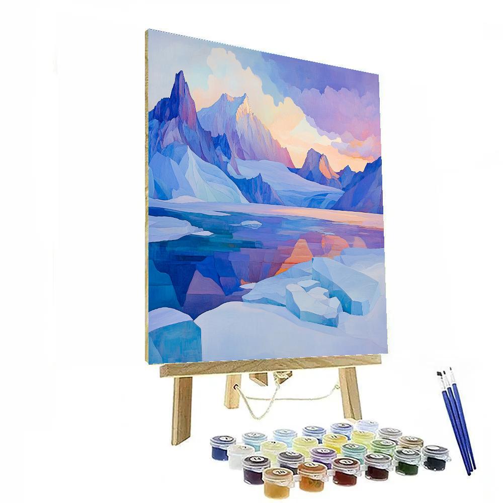 Lawren Harris Inspired Glacial Peaks At Dawn paint by numbers