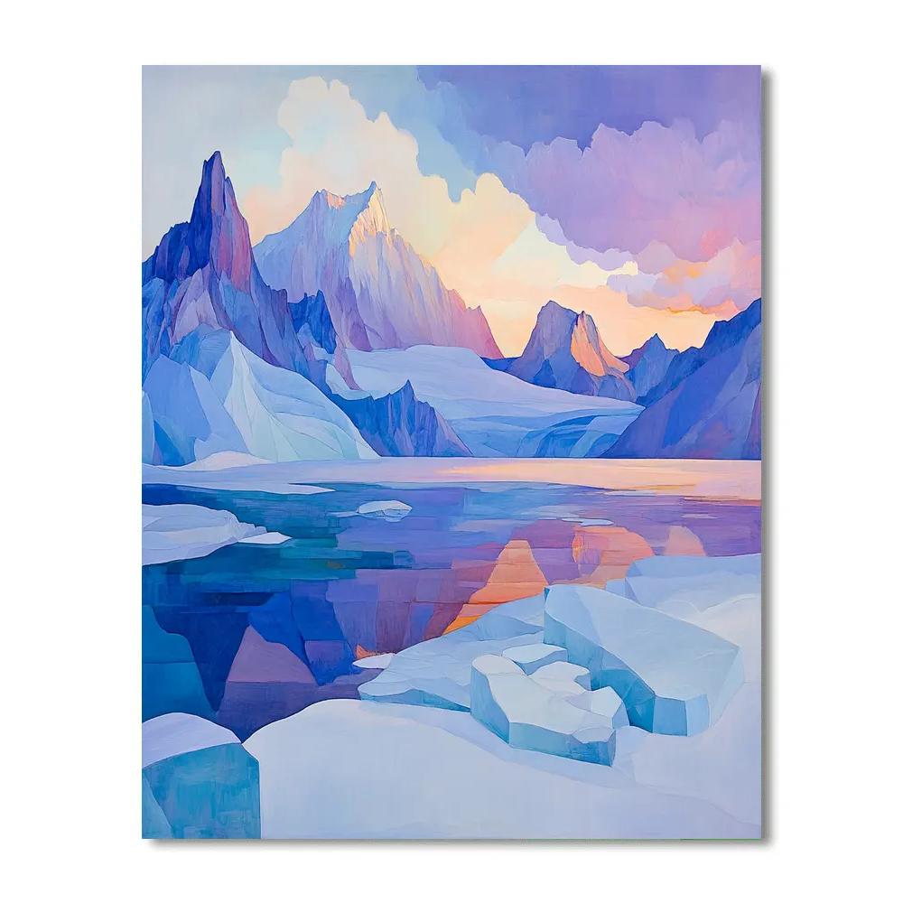 Lawren Harris Inspired Glacial Peaks At Dawn paint by numbers