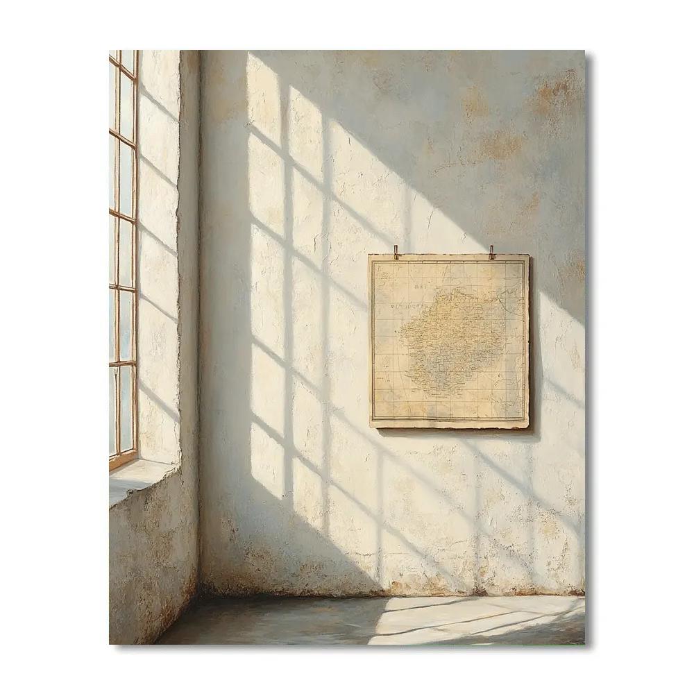 Johannes Vermeer Inspired Interior Wall With Old Map And Window Light Paint by numbers kits