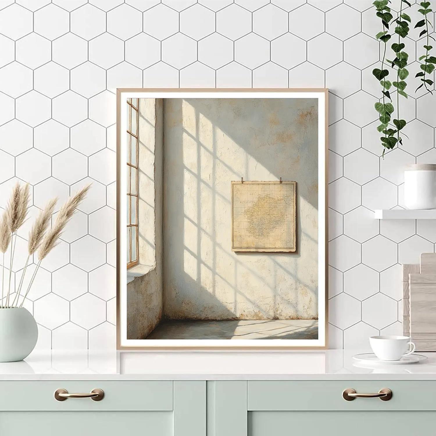 Johannes Vermeer Inspired Interior Wall With Old Map And Window Light Paint by numbers kits