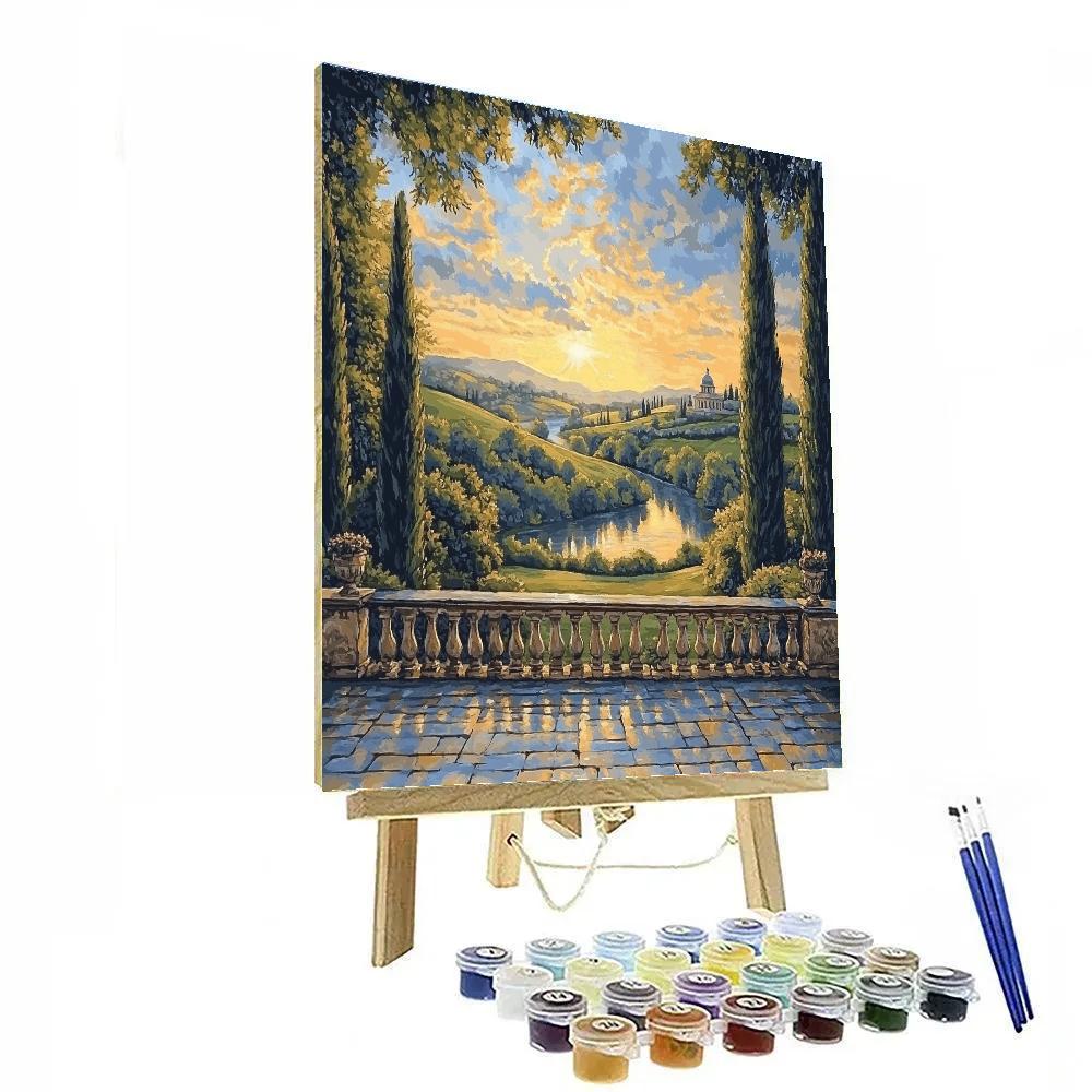 Raphael Inspired Celestial Terrace Over Serene Valley paint by number