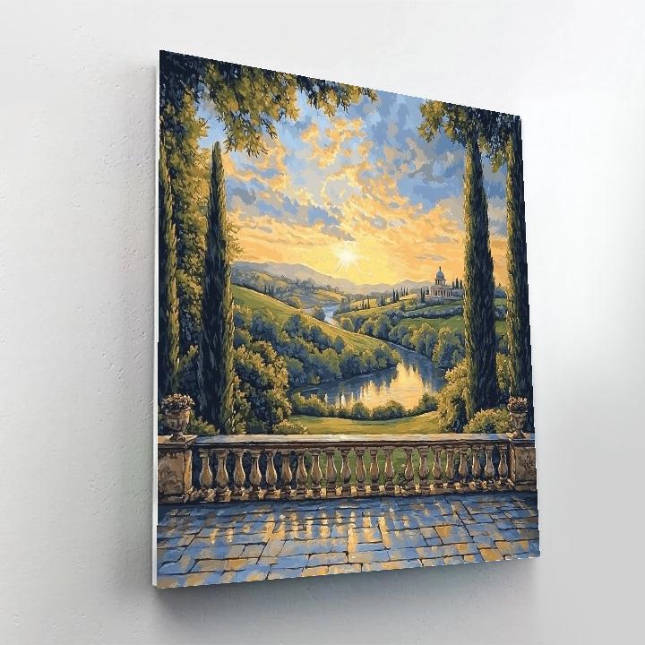 Raphael Inspired Celestial Terrace Over Serene Valley paint by number