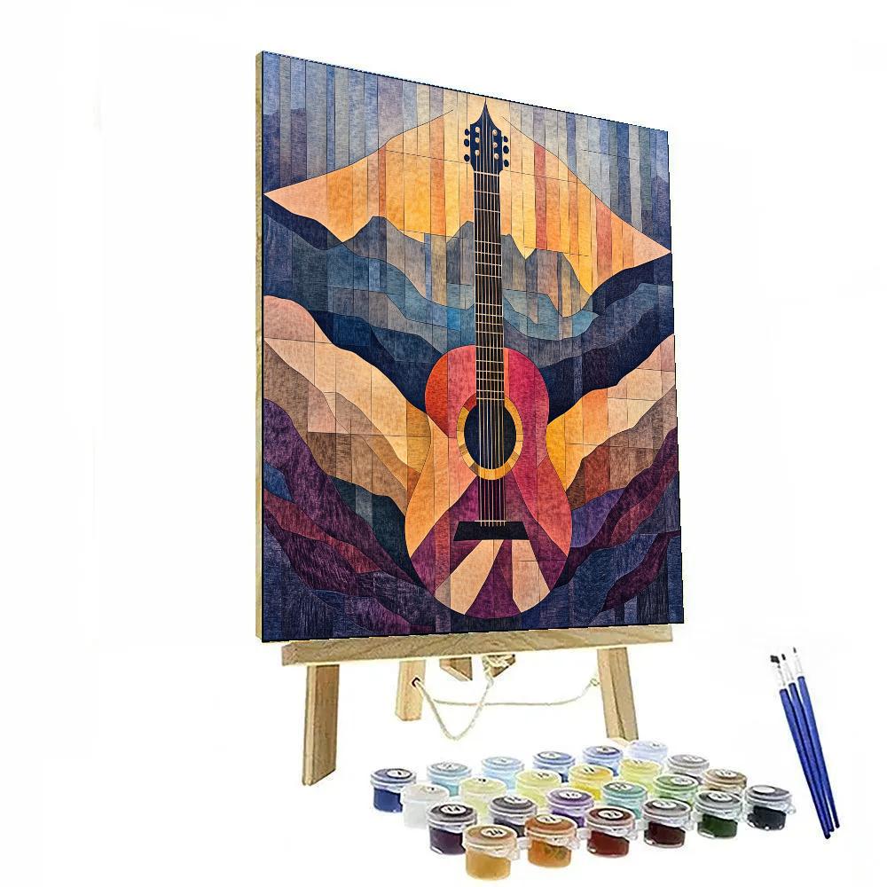 Pablo Picasso Inspired Astral Guitar Landscape Paint by numbers art