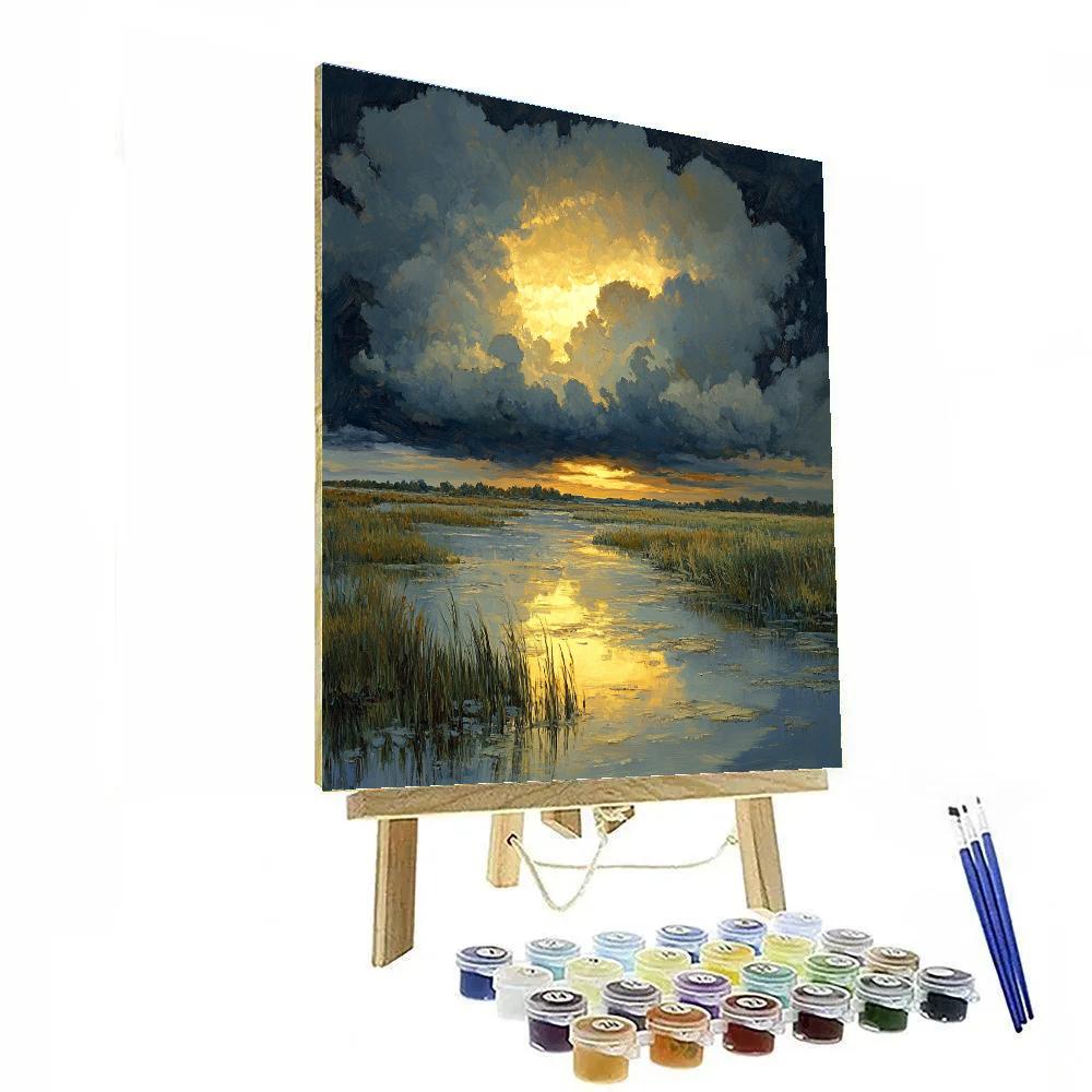 Rembrandt Inspired Storm Cloud Over Lowland Marsh Number painting