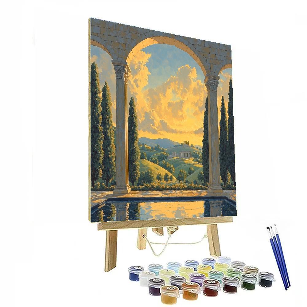 Raphael Inspired Golden Archway And Rolling Hills paint by numbers