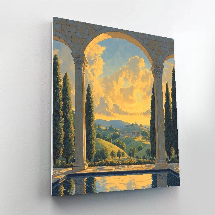 Raphael Inspired Golden Archway And Rolling Hills paint by numbers
