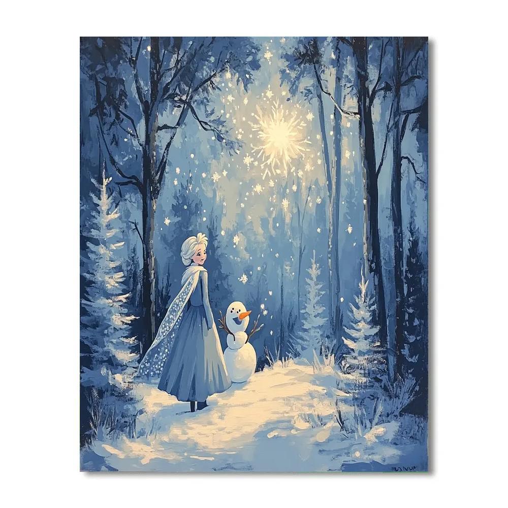 Elsa Snowy Forest Surprise Numbered painting kits
