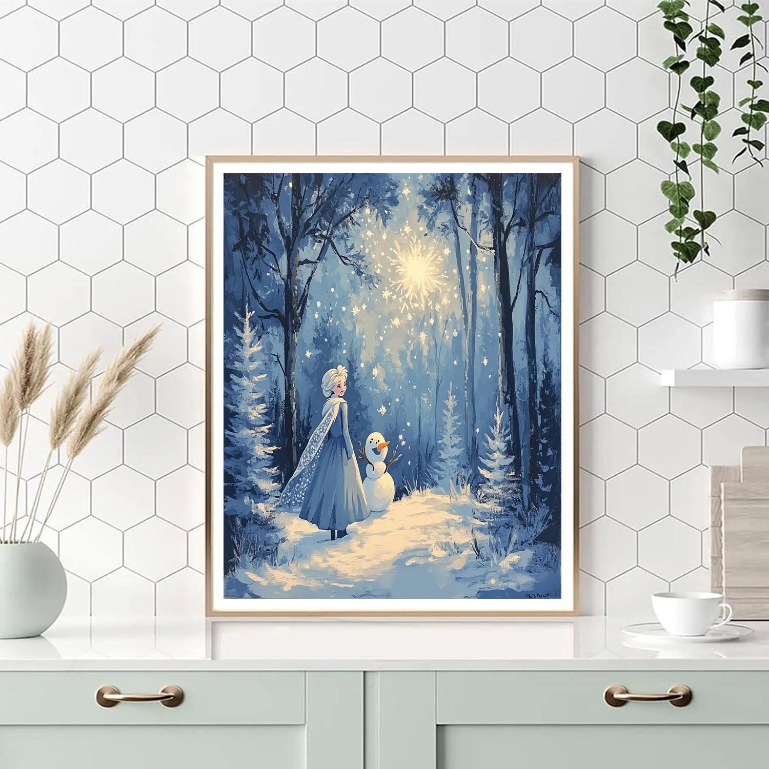 Elsa Snowy Forest Surprise Numbered painting kits