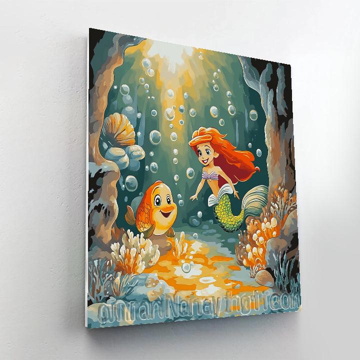 Ariel And Flounder Treasure Grotto paint by color