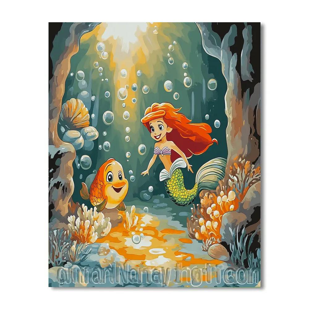 Ariel And Flounder Treasure Grotto paint by color