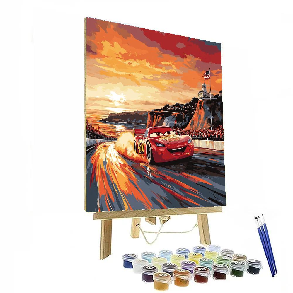 Lightning McQueen Racing Sunset Number painting