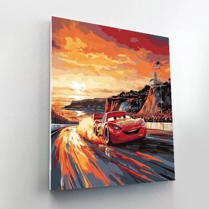 Lightning McQueen Racing Sunset Number painting