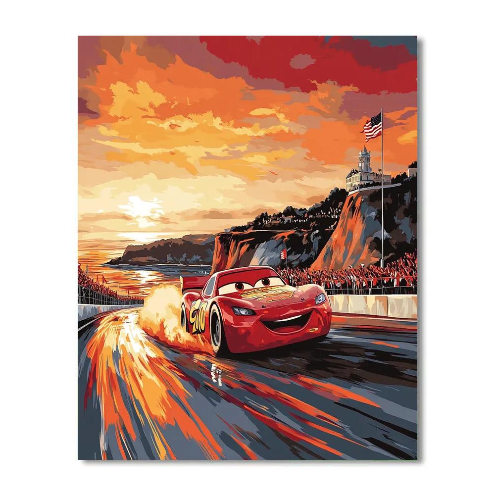 Lightning McQueen Racing Sunset Number painting