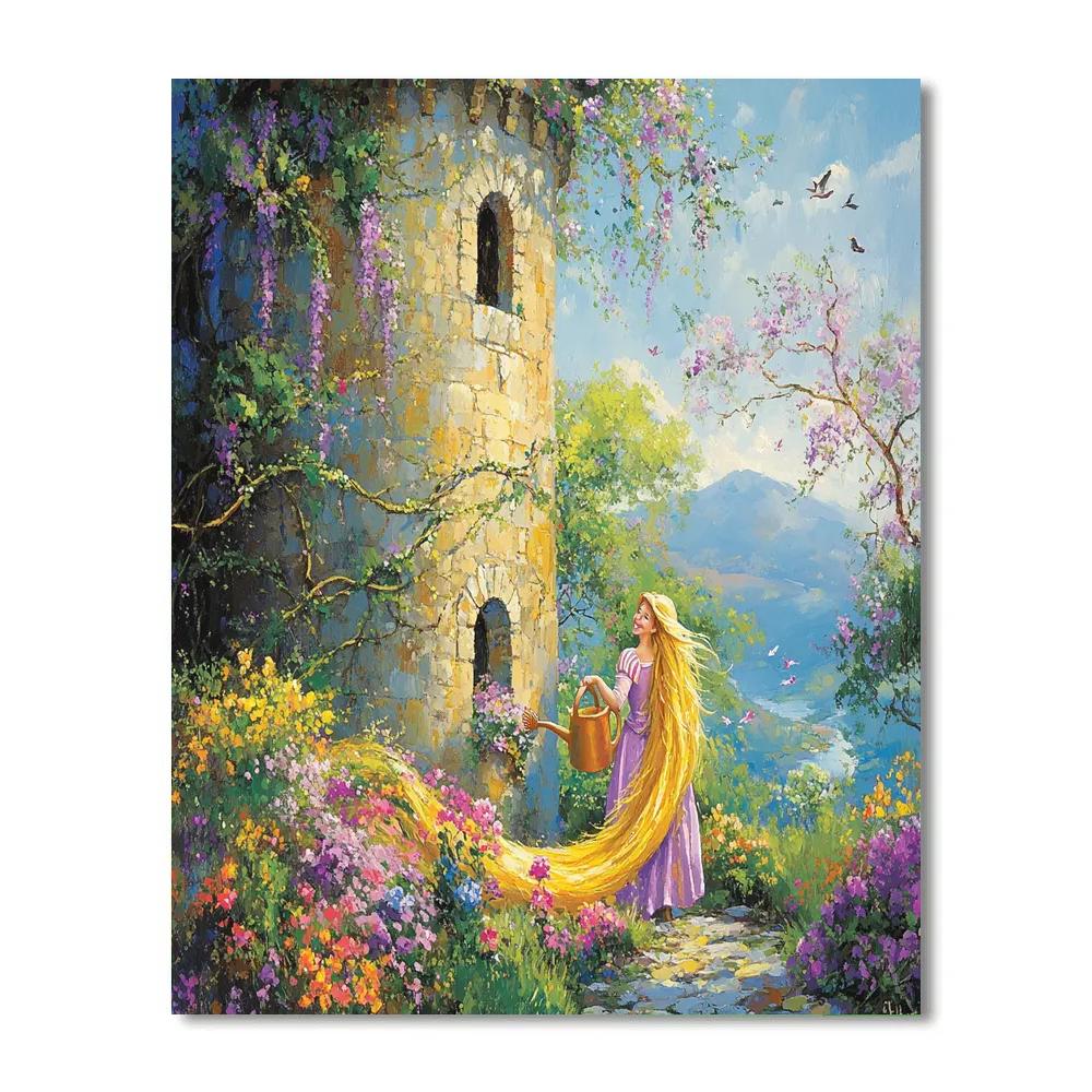 Rapunzels Sunny Tower Garden paint by number