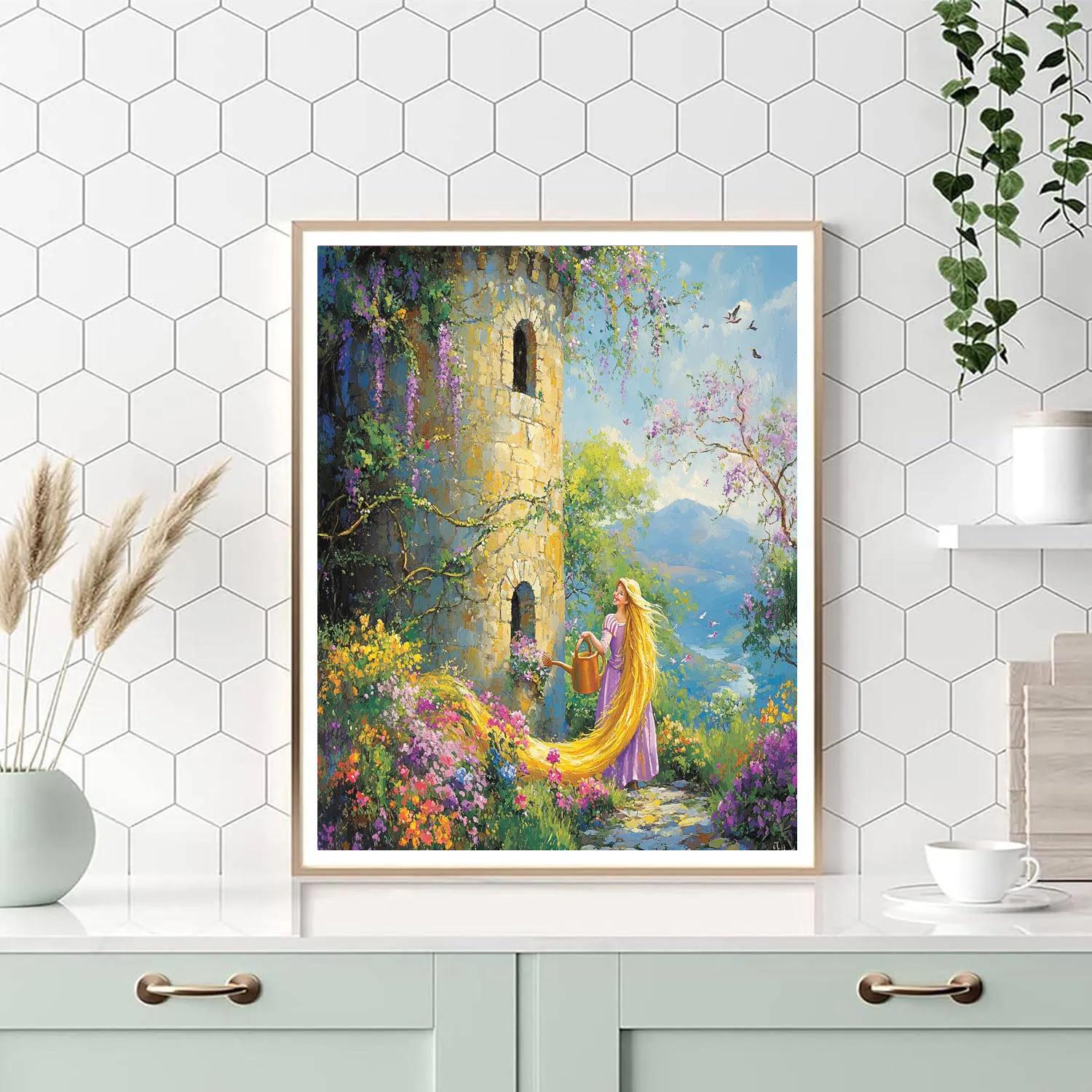 Rapunzels Sunny Tower Garden paint by number