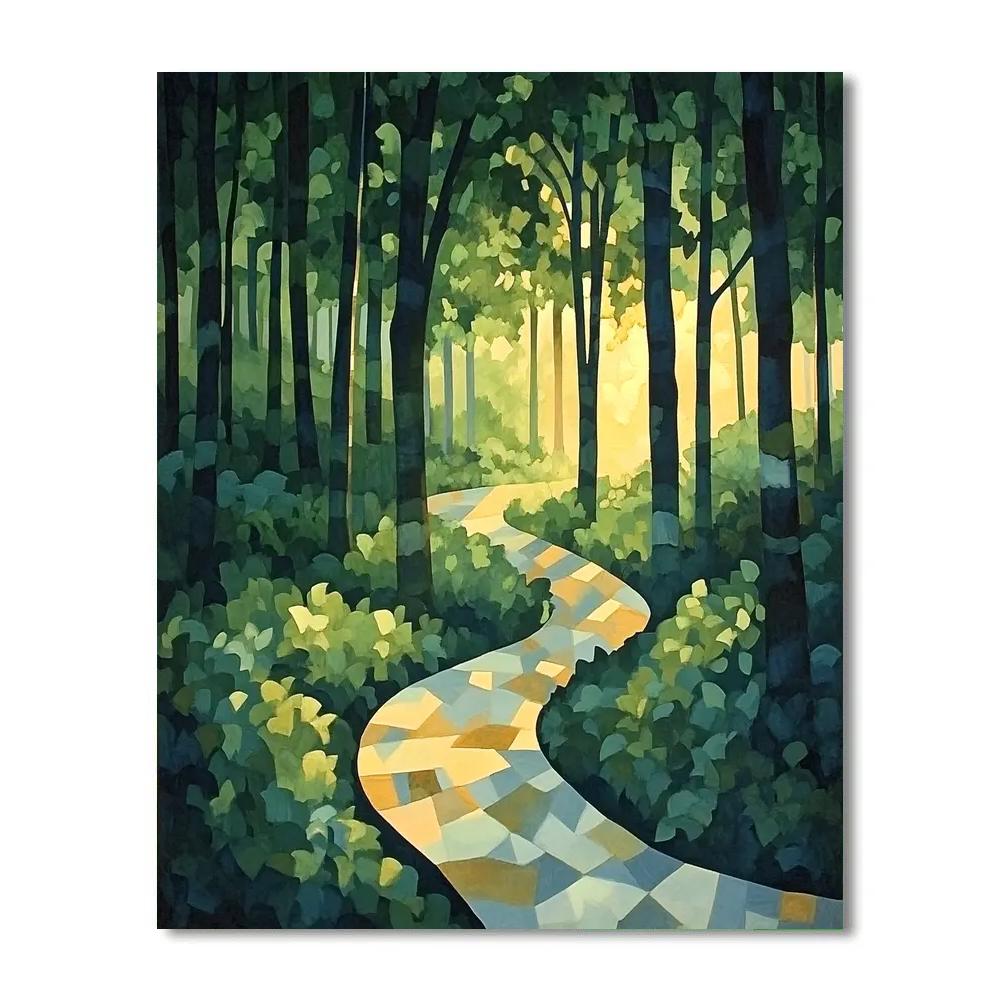 Paul Cézanne Inspired Mystic Forest Pathway paint by color