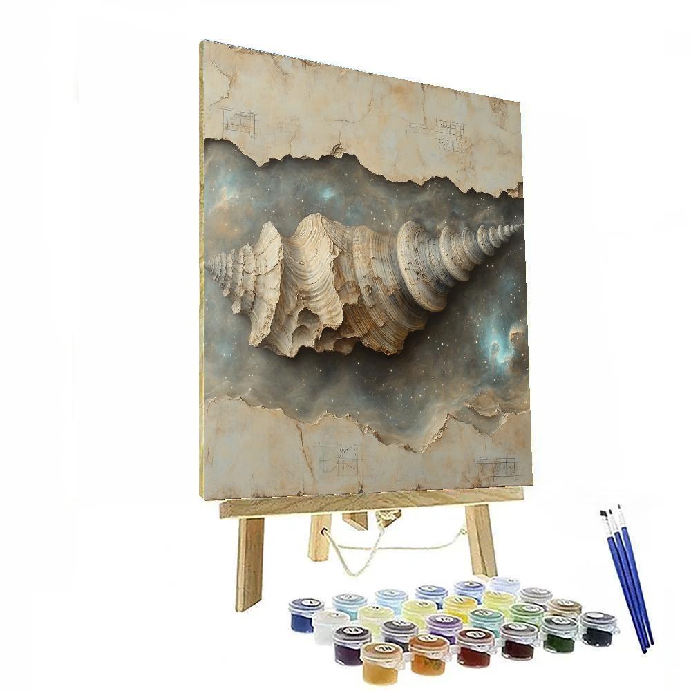 Leonardo Da Vinci Inspired Nebula Fossil Panorama Paint by numbers kits