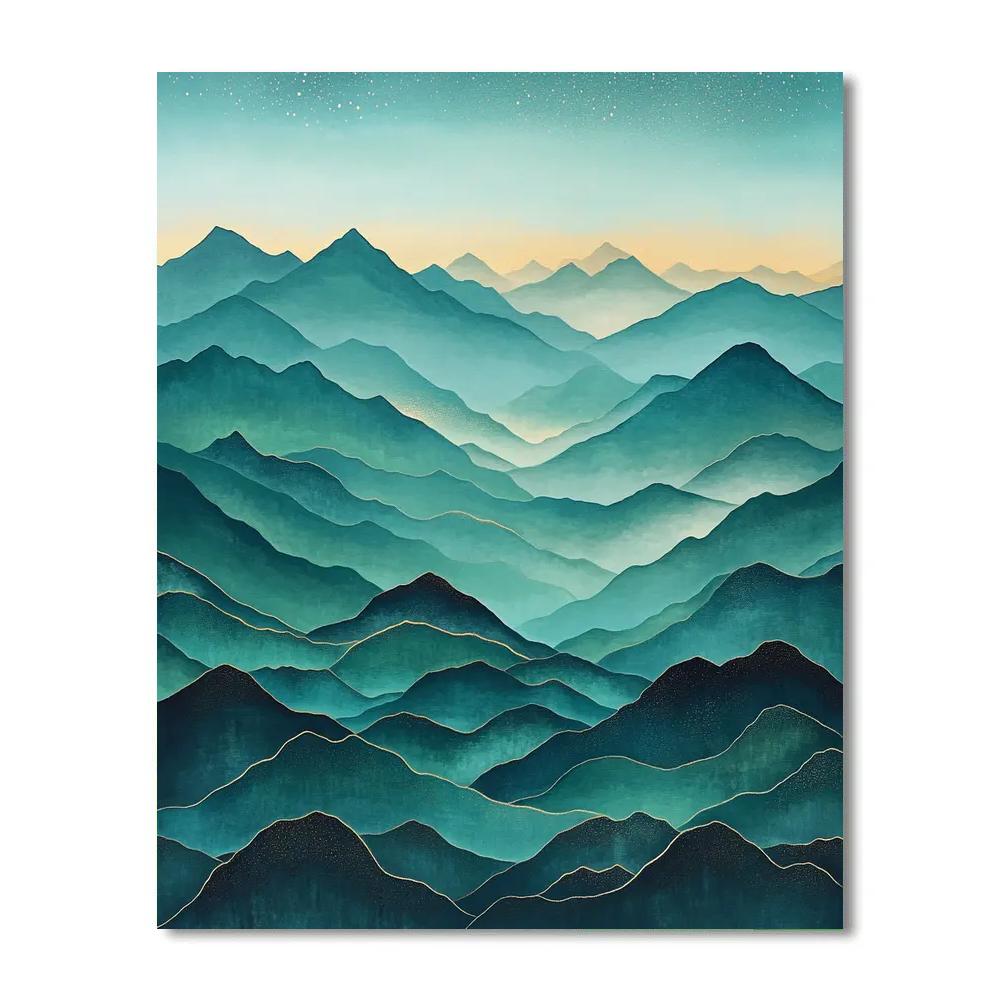 Hiroshige Inspired Mountain Nebula Passage painting number kit