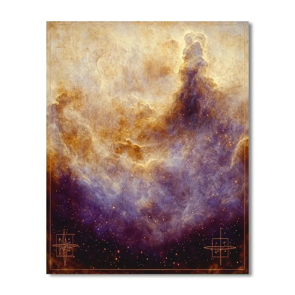 Leonardo Da Vinci Inspired Cosmic Nebulae Study Paint by numbers art