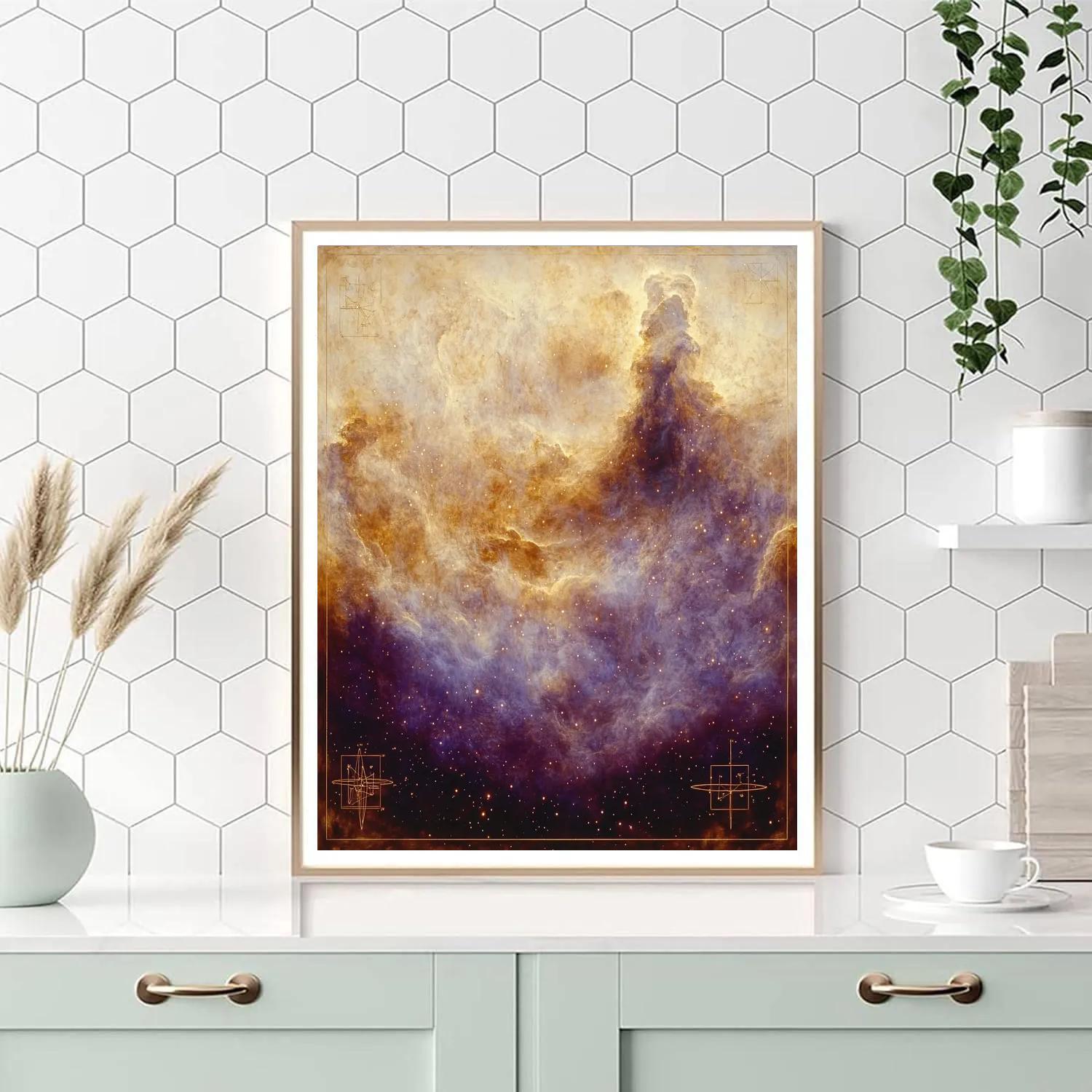 Leonardo Da Vinci Inspired Cosmic Nebulae Study Paint by numbers art